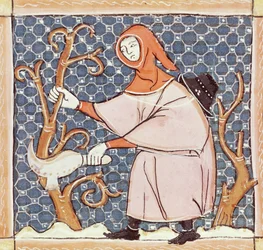 F.58v Březen: Prořezávání stromů